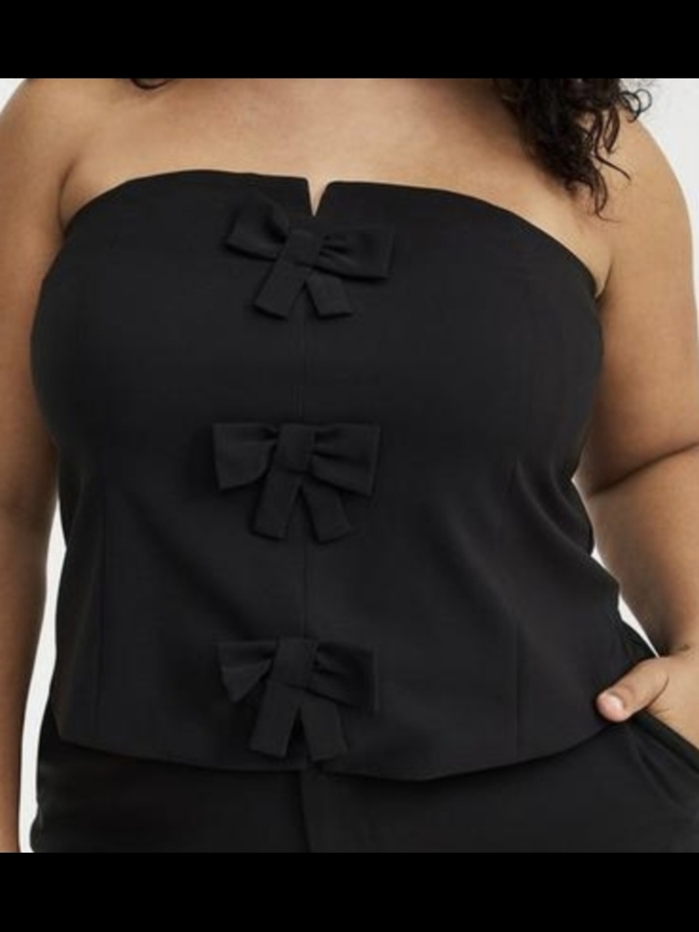 torrid Black Strapless Bow-Front Tank